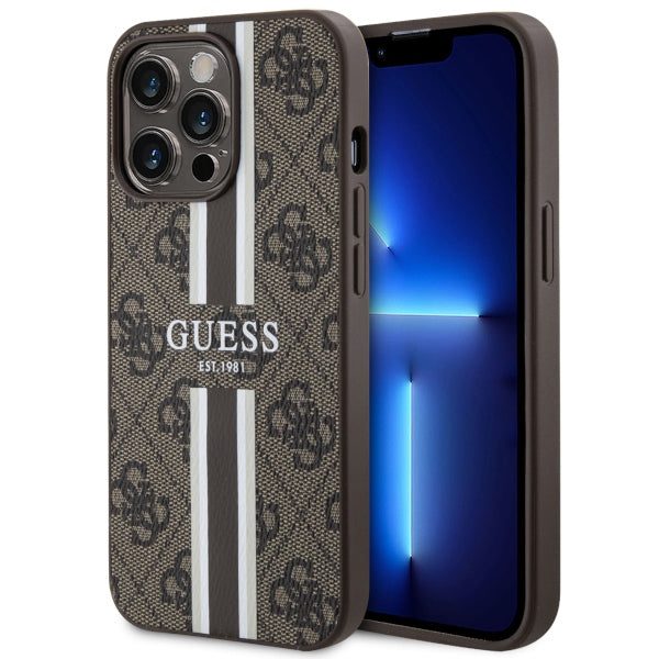 Guess GUHMP13XP4RPSW iPhone 13 Pro Max brown hardcase 4G Printed Stripes MagSafe