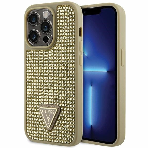 Guess GUHCP14LHDGTPD iPhone 14 Pro gold hardcase Rhinestone Triangle