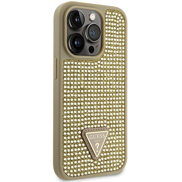 Guess GUHCP14LHDGTPD iPhone 14 Pro gold hardcase Rhinestone Triangle