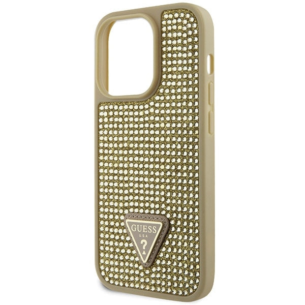 Guess GUHCP14LHDGTPD iPhone 14 Pro gold hardcase Rhinestone Triangle