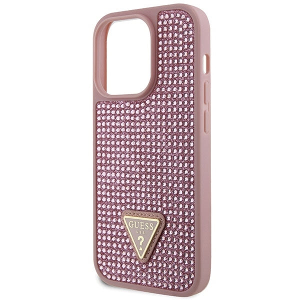 Guess GUHCP14LHDGTPP iPhone 14 Pro pink hardcase Rhinestone Triangle