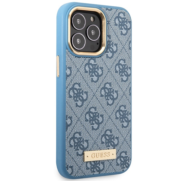 Guess GUHMP14LU4GPRB iPhone 16 Pro Blue hardcase 4G Logo Plate MagSafe