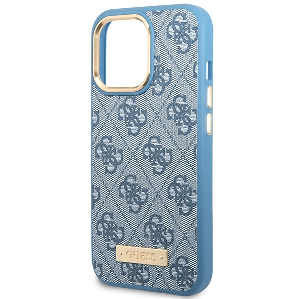 Guess GUHMP14LU4GPRB iPhone 16 Pro Blue hardcase 4G Logo Plate MagSafe