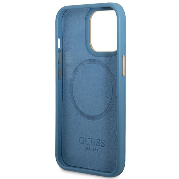 Guess GUHMP14LU4GPRB iPhone 16 Pro Blue hardcase 4G Logo Plate MagSafe