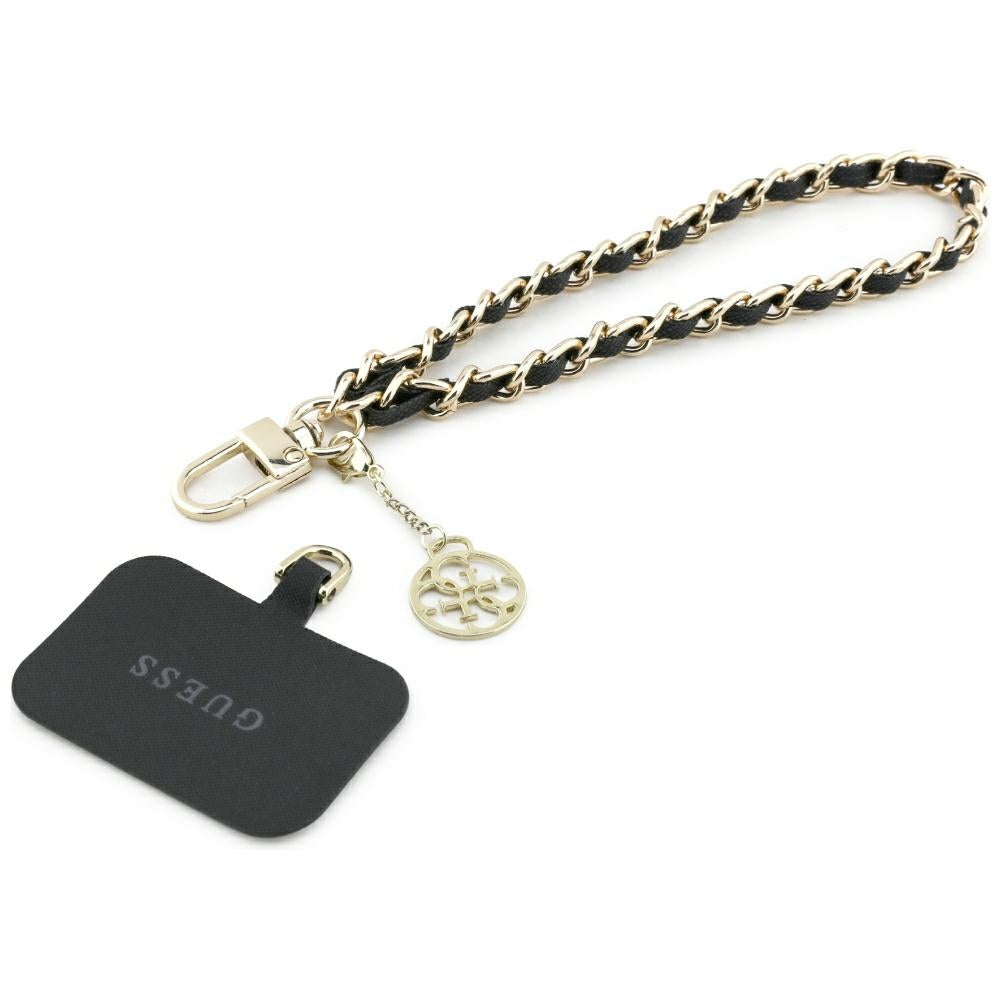 GUESS HDSP PU SAFFIANO CHAIN STRAP W/ 4G CHARM BLACK