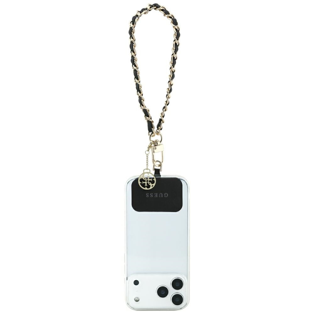GUESS HDSP PU SAFFIANO CHAIN STRAP W/ 4G CHARM BLACK