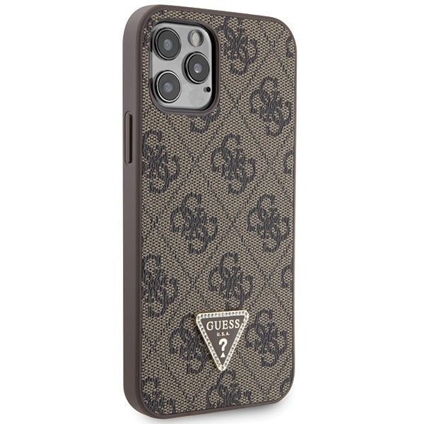 Guess GUHCP12MP4TDSCPW iPhone 12 / 12 Pro brown hardcase Crossbody 4G Metal Logo