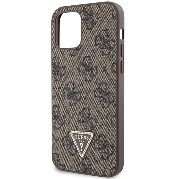 Guess GUHCP12MP4TDSCPW iPhone 12 / 12 Pro brown hardcase Crossbody 4G Metal Logo