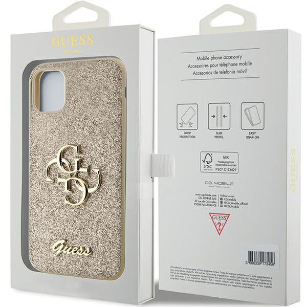 Guess GUHCN61HG4SGD iPhone 11 / Xr gold hardcase Glitter Script Big 4G