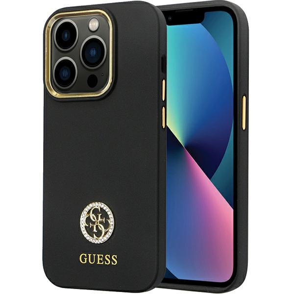 Guess GUHCP14XM4DGPK iPhone 14 Pro Max black hardcase Silicone Logo Strass 4G