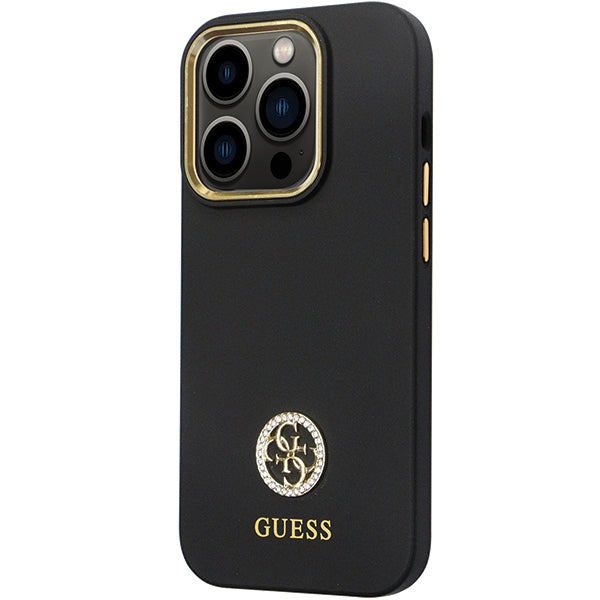 Guess GUHCP14XM4DGPK iPhone 14 Pro Max black hardcase Silicone Logo Strass 4G