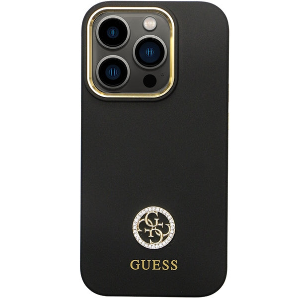 Guess GUHCP14XM4DGPK iPhone 14 Pro Max black hardcase Silicone Logo Strass 4G