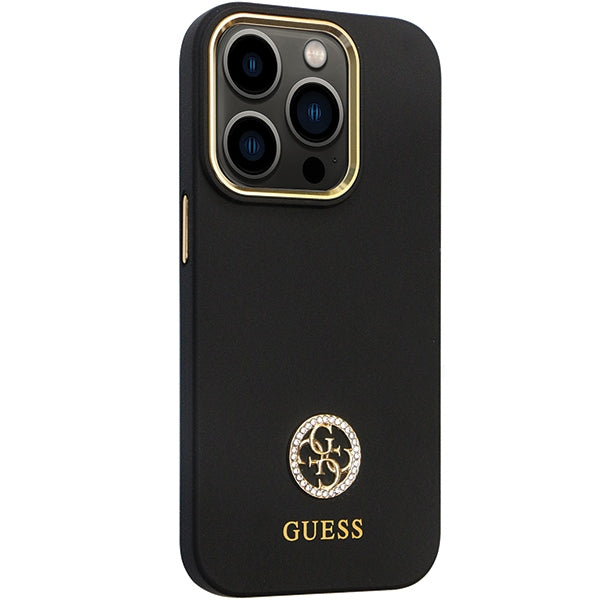 Guess GUHCP14XM4DGPK iPhone 14 Pro Max black hardcase Silicone Logo Strass 4G