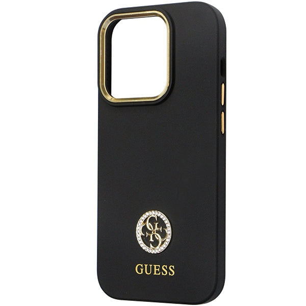 Guess GUHCP14XM4DGPK iPhone 14 Pro Max black hardcase Silicone Logo Strass 4G