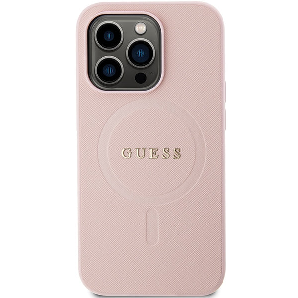 Guess GUHMP14LPSAHMCP iPhone 14 Pro pink hardcase Saffiano MagSafe