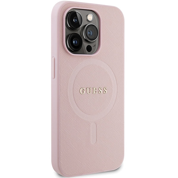 Guess GUHMP14LPSAHMCP iPhone 14 Pro pink hardcase Saffiano MagSafe