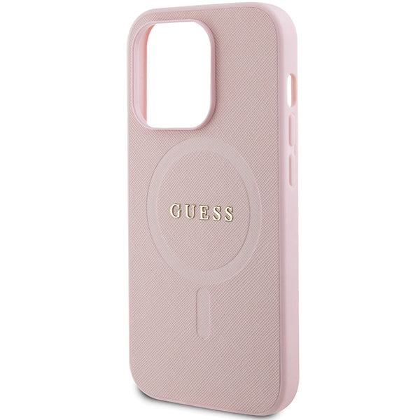 Guess GUHMP14LPSAHMCP iPhone 14 Pro pink hardcase Saffiano MagSafe