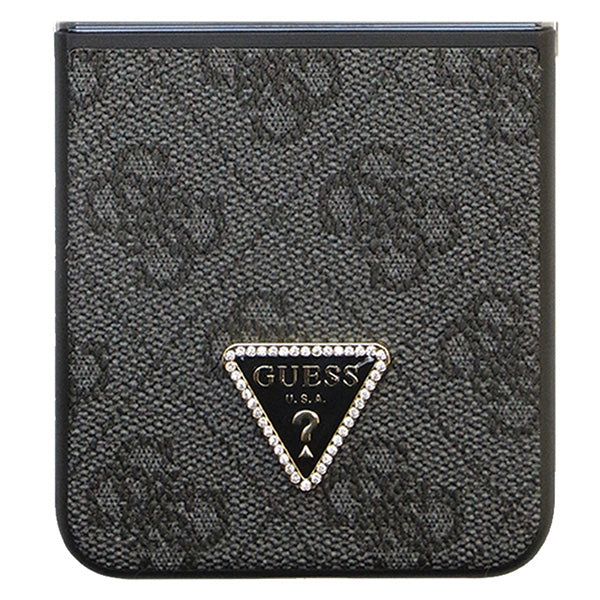 Guess GUHCZF5P4TDPK Galaxy F731 Z Flip5 black hardcase Leather 4G Diamond Triangle