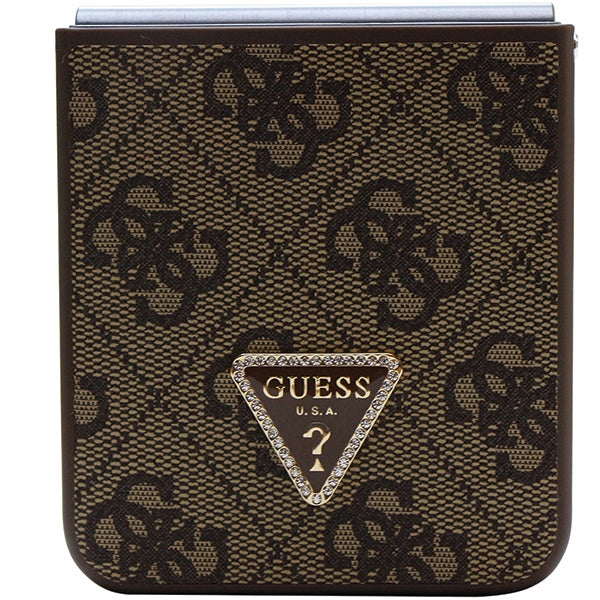 Guess GUHCZF5P4TDPW Galaxy F731 Z Flip5 brouwn hardcase Leather 4G Triangle Strass