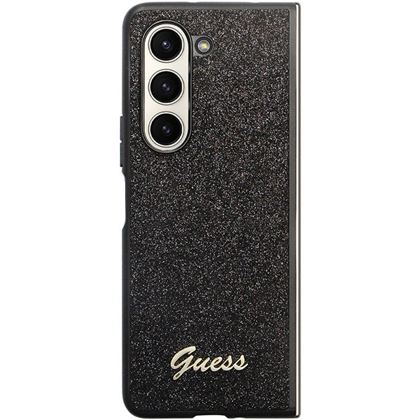 Guess GUHCZFD5HGGSHK F946 Z Fold5 black hardcase Glitter Script