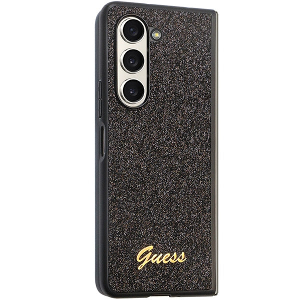 Guess GUHCZFD5HGGSHK F946 Z Fold5 black hardcase Glitter Script