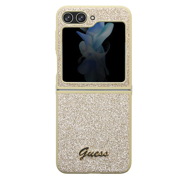 Guess GUHCZF5HGGSHD F731 Z Flip5 gold hardcase Glitter Script