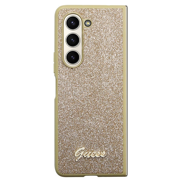 Guess GUHCZFD5HGGSHD F946 Z Fold5 gold hardcase Glitter Script