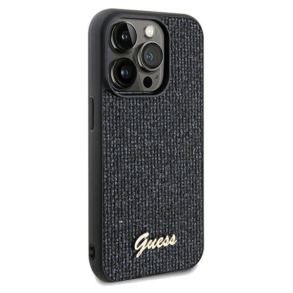 Guess GUHCP14LPMSDGSK iPhone 14 Pro black hardcase Disco Metal Script