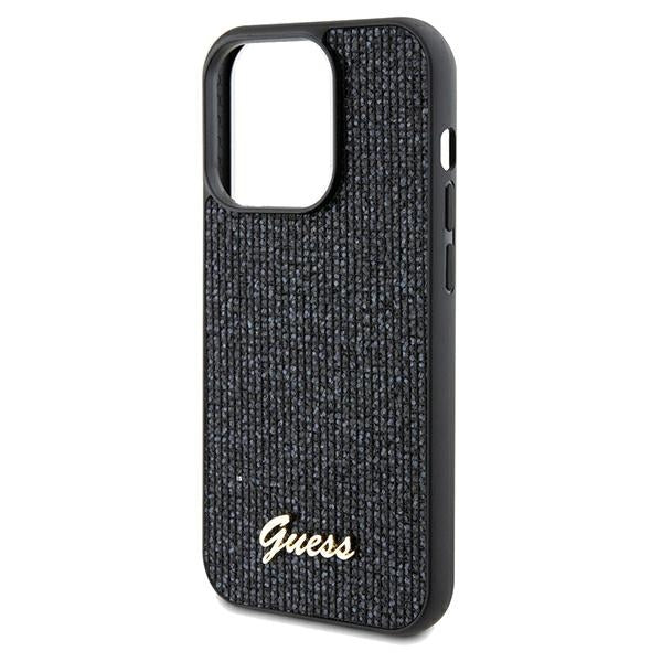 Guess GUHCP14LPMSDGSK iPhone 14 Pro black hardcase Disco Metal Script