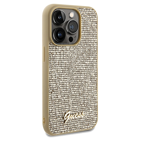 Guess GUHCP14XPMSDGSD iPhone 14 Pro Max gold hardcase Disco Metal Script