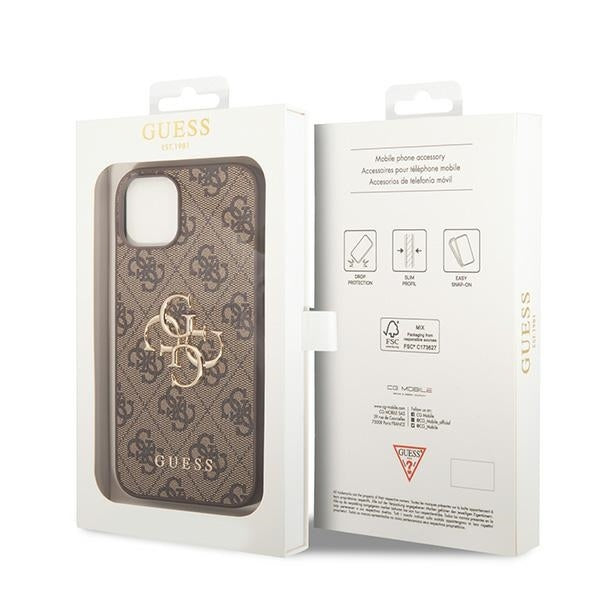 Guess GUHCP15S4GMGBR iPhone 15 / 14 / 13 Brown hardcase 4G Big Metal Logo