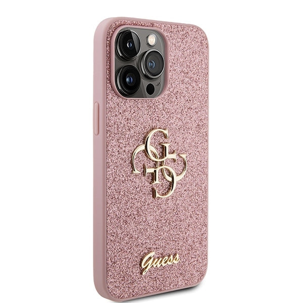 GUESS Hardcase FIXED GLITTER BIG 4G PINK iPhone 15 PRO MAX