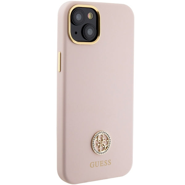 Guess GUHCP15SM4DGPP iPhone 15 / 14 / 13 pink hardcase Silicone Logo Strass 4G