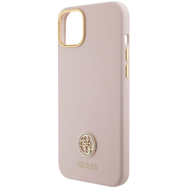 Guess GUHCP15SM4DGPP iPhone 15 / 14 / 13 pink hardcase Silicone Logo Strass 4G