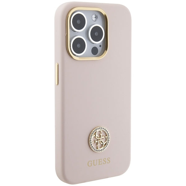 Guess GUHCP15LM4DGPP iPhone 15 Pro pink hardcase Silicone Logo Strass 4G