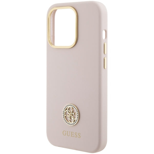 Guess GUHCP15LM4DGPP iPhone 15 Pro pink hardcase Silicone Logo Strass 4G