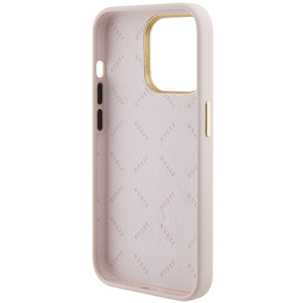 Guess GUHCP15LM4DGPP iPhone 15 Pro pink hardcase Silicone Logo Strass 4G