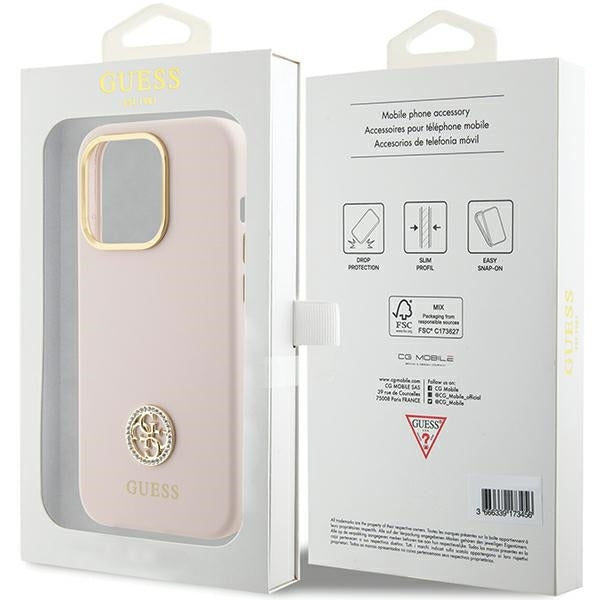 Guess GUHCP15LM4DGPP iPhone 15 Pro pink hardcase Silicone Logo Strass 4G