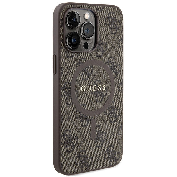Guess GUHMP13XG4GFRW iPhone 13 Pro Max brown hardcase 4G Collection Leather Metal Logo MagSafe