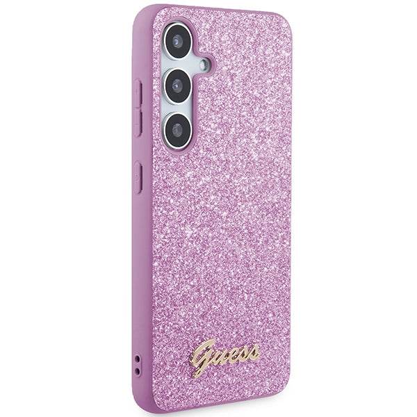 Guess GUHCS24SHGGSHU S24 S921 Purple hardcase Glitter Script