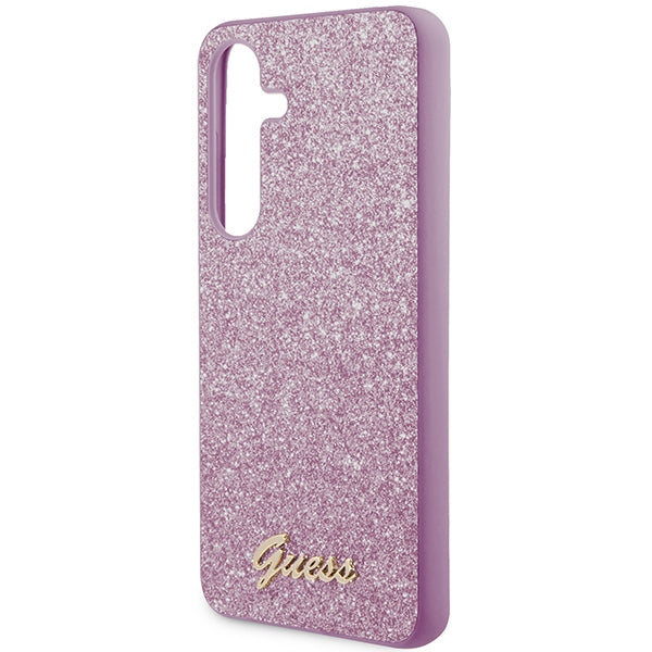 Guess GUHCS24SHGGSHU S24 S921 Purple hardcase Glitter Script