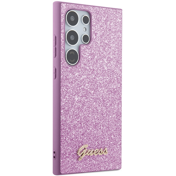 Guess GUHCS24LHGGSHU S24 Ultra S928 Purple Hardcase Glitter Script