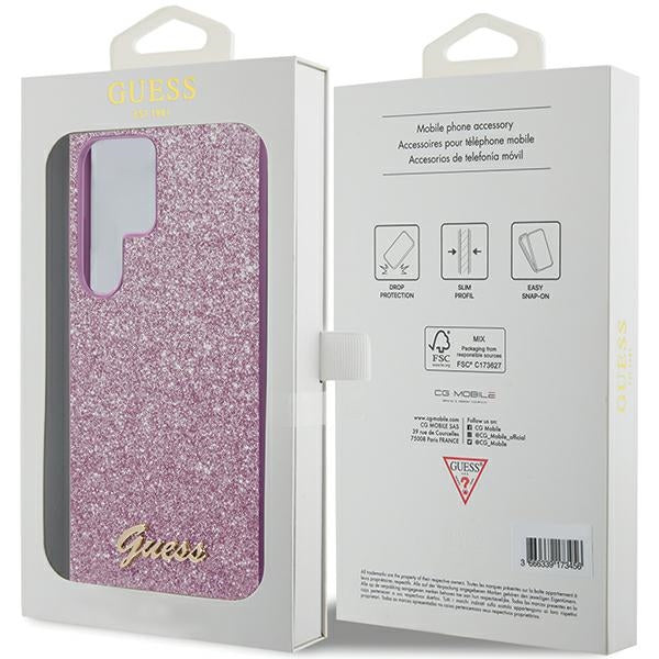 Guess GUHCS24LHGGSHU S24 Ultra S928 Purple Hardcase Glitter Script