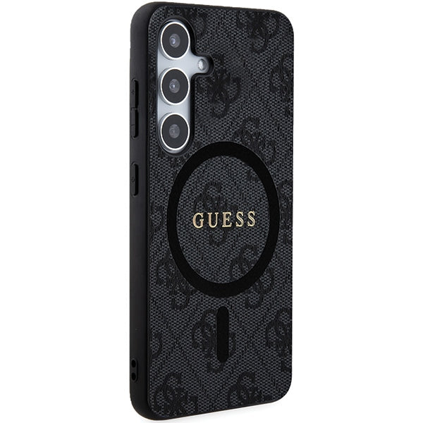 Guess GUHMS24SG4GFRK S24 S921 Black hardcase 4G Collection Leather Metal Logo MagSafe