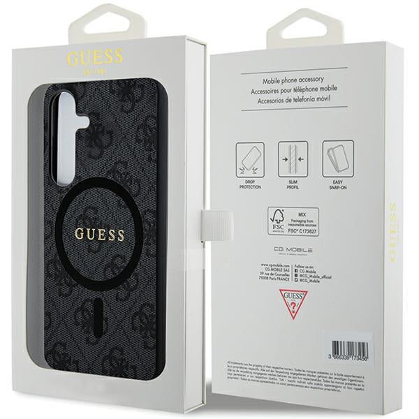 Guess GUHMS24SG4GFRK S24 S921 Black hardcase 4G Collection Leather Metal Logo MagSafe