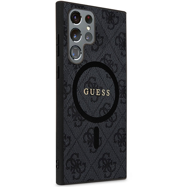 Guess GUHMS24LG4GFRK S24 Ultra S928 Black hardcase 4G Collection Leather Metal Logo MagSafe