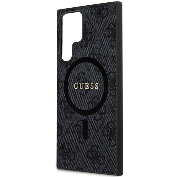 Guess GUHMS24LG4GFRK S24 Ultra S928 Black hardcase 4G Collection Leather Metal Logo MagSafe