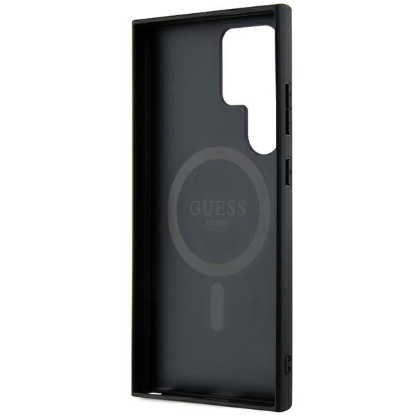 Guess GUHMS24LG4GFRK S24 Ultra S928 Black hardcase 4G Collection Leather Metal Logo MagSafe