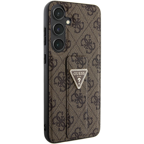 Guess GUHCS24SPGS4TDW S24 S921 brown hardcase Grip Stand 4G Triangle Strass