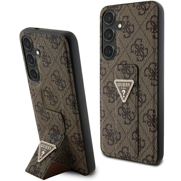 Guess GUHCS24SPGS4TDW S24 S921 brown hardcase Grip Stand 4G Triangle Strass